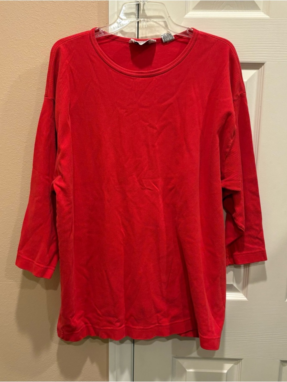 Vintage Extra Touch International Red Ribbed Crewneck Top